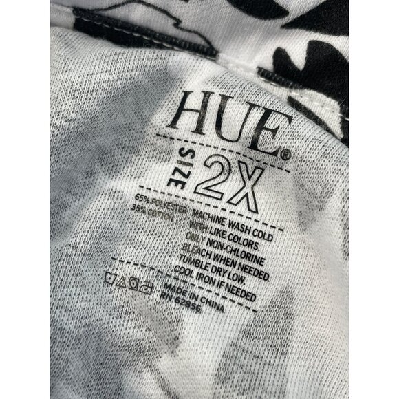 HUE Long Sleeve Nap Shirt Plus Size 2X Button Front Black Floral Business Casual - Picture 4 of 7